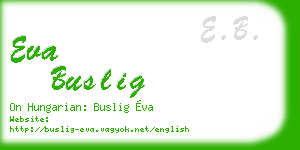 eva buslig business card